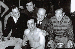 Billy Riley centre with Alan Latham above and Tommy Moore aka Jack Dempsey below.