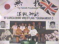 Promotional poster for Japanese-Lancashire wrestling tournament featuring CATCH